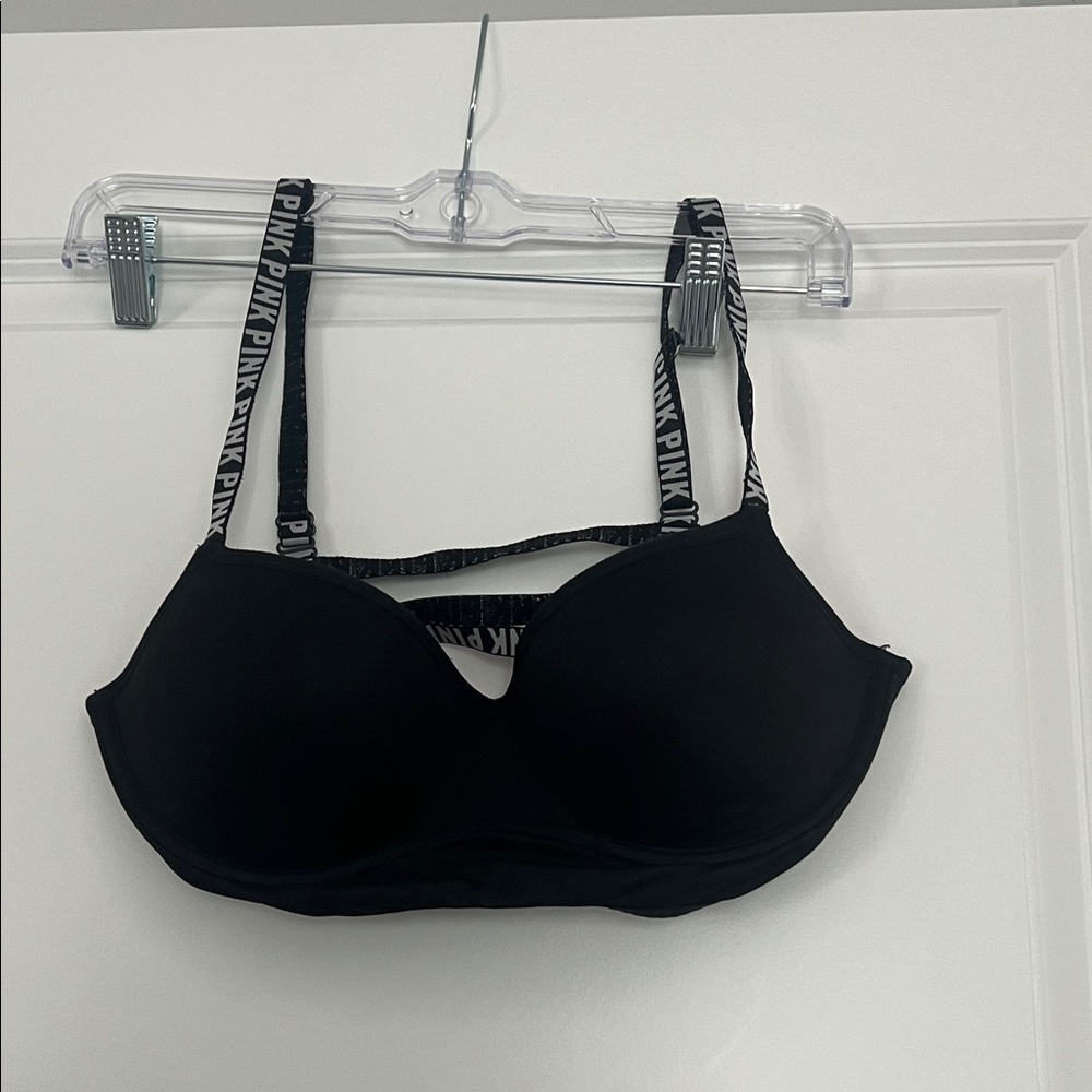PINK Victoria's Secret Black Bra with Logo Straps